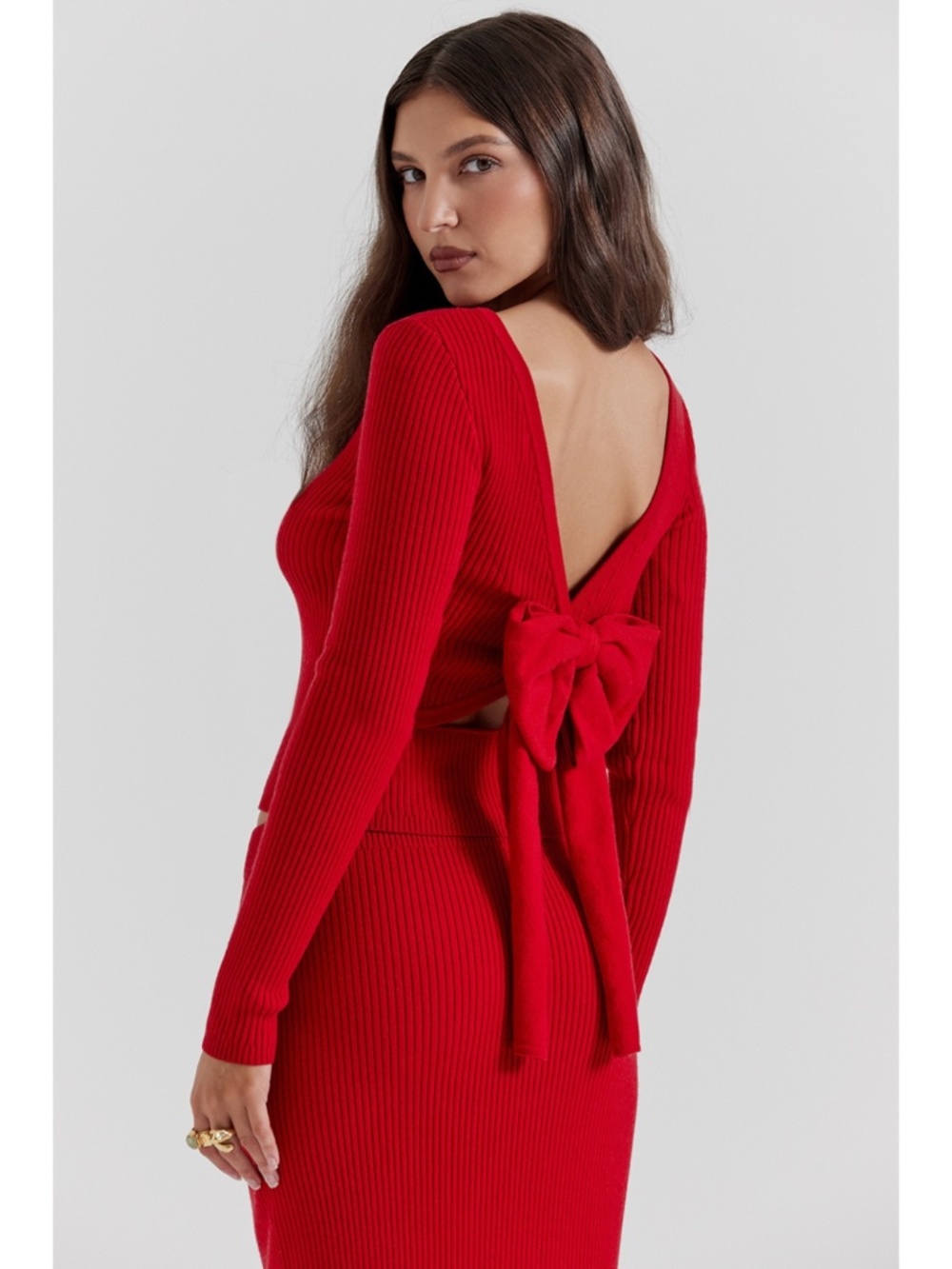 NEW House of CB Sula Bow Sweater Scarlet Blood Red Small